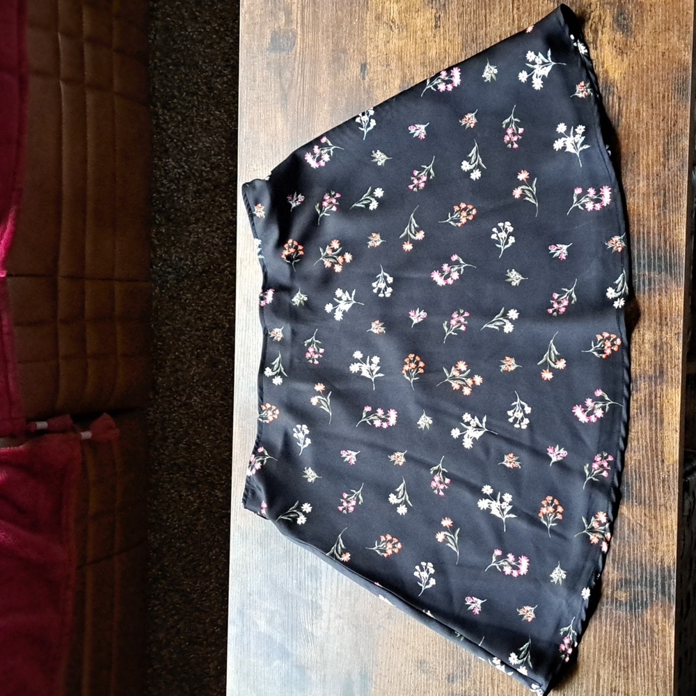 Black Floral A-Line Mini Skirt for Casual Wear
